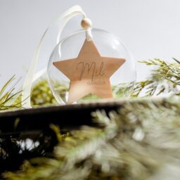 Glazen kerstbal met ster - Afbeelding 3